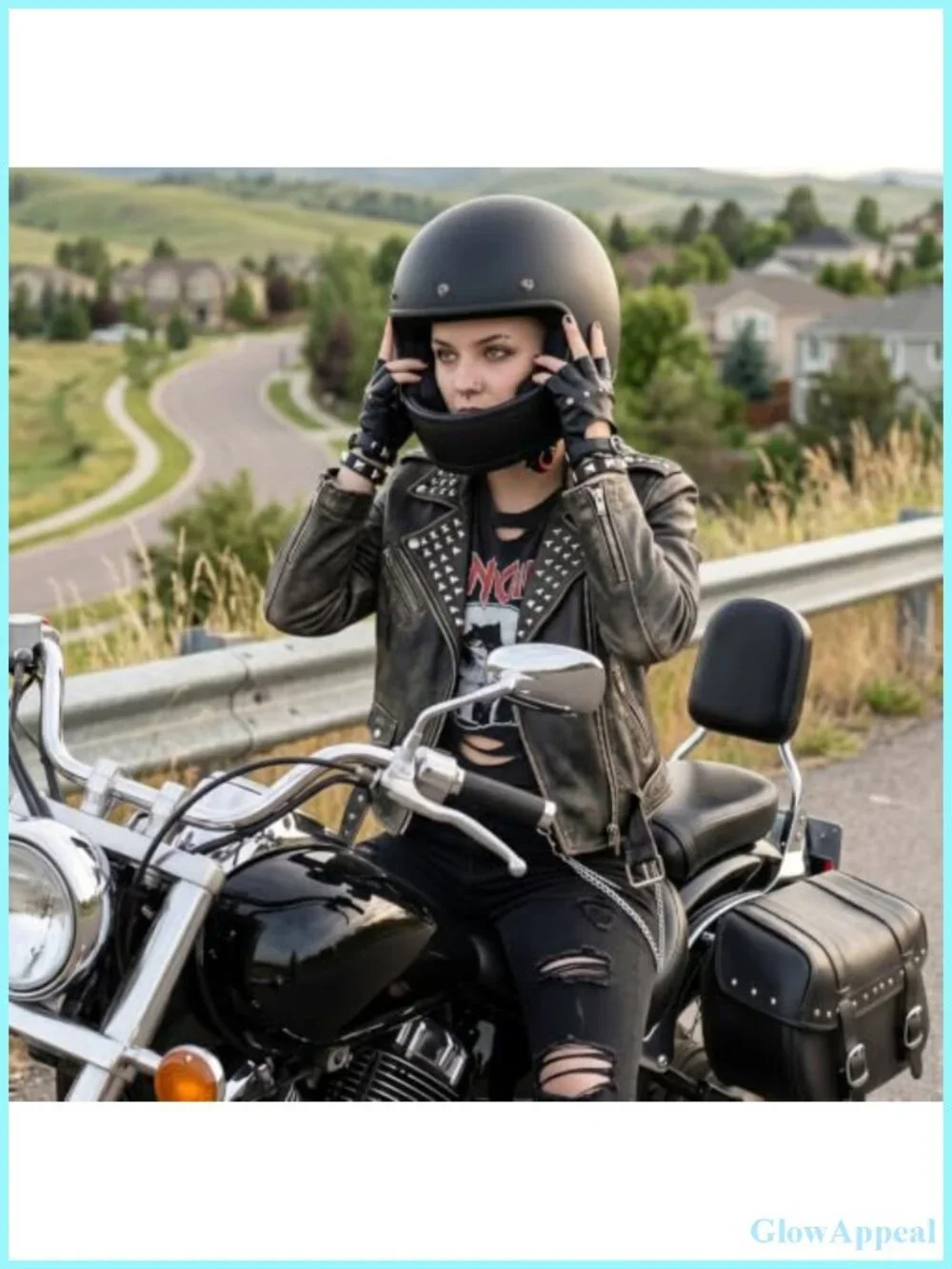 PU Leather Punk Fingerless Gloves with Studs and Adjustable Tie